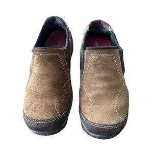 Merrell Dark Suede Wear Moc Slip On Women Comfort Leather Shoes Sz. 8.5” READ